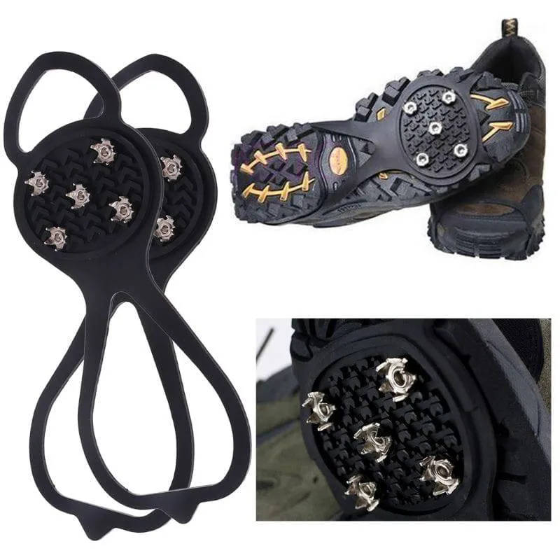 1Pair Ice Snow Studs Non-Slip Spikes Shoes Boots Grippers Crampon Walk Cleats