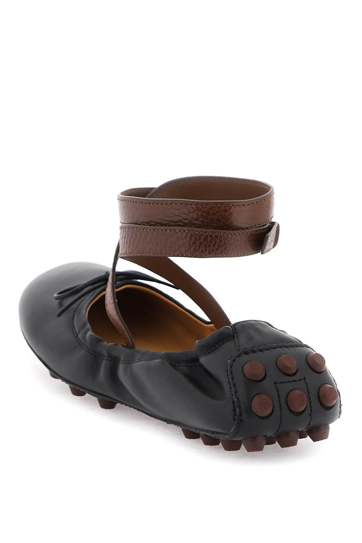 bubble leather ballet flats shoes with strap