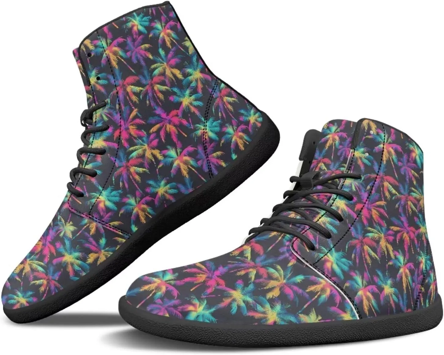 Howilath Hawaiian Coconut Tree High Top Shoes Minimalist Shoes Men Waterproof Running Cross Training Shoe