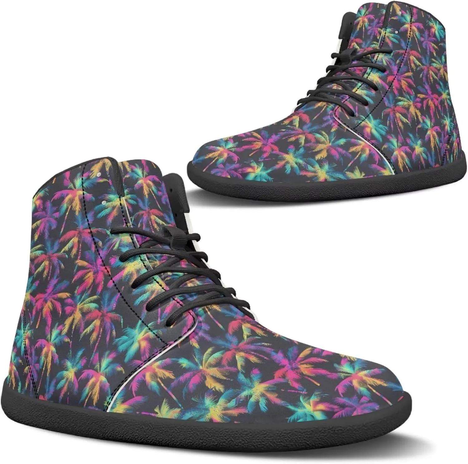 Howilath Hawaiian Coconut Tree High Top Shoes Minimalist Shoes Men Waterproof Running Cross Training Shoe