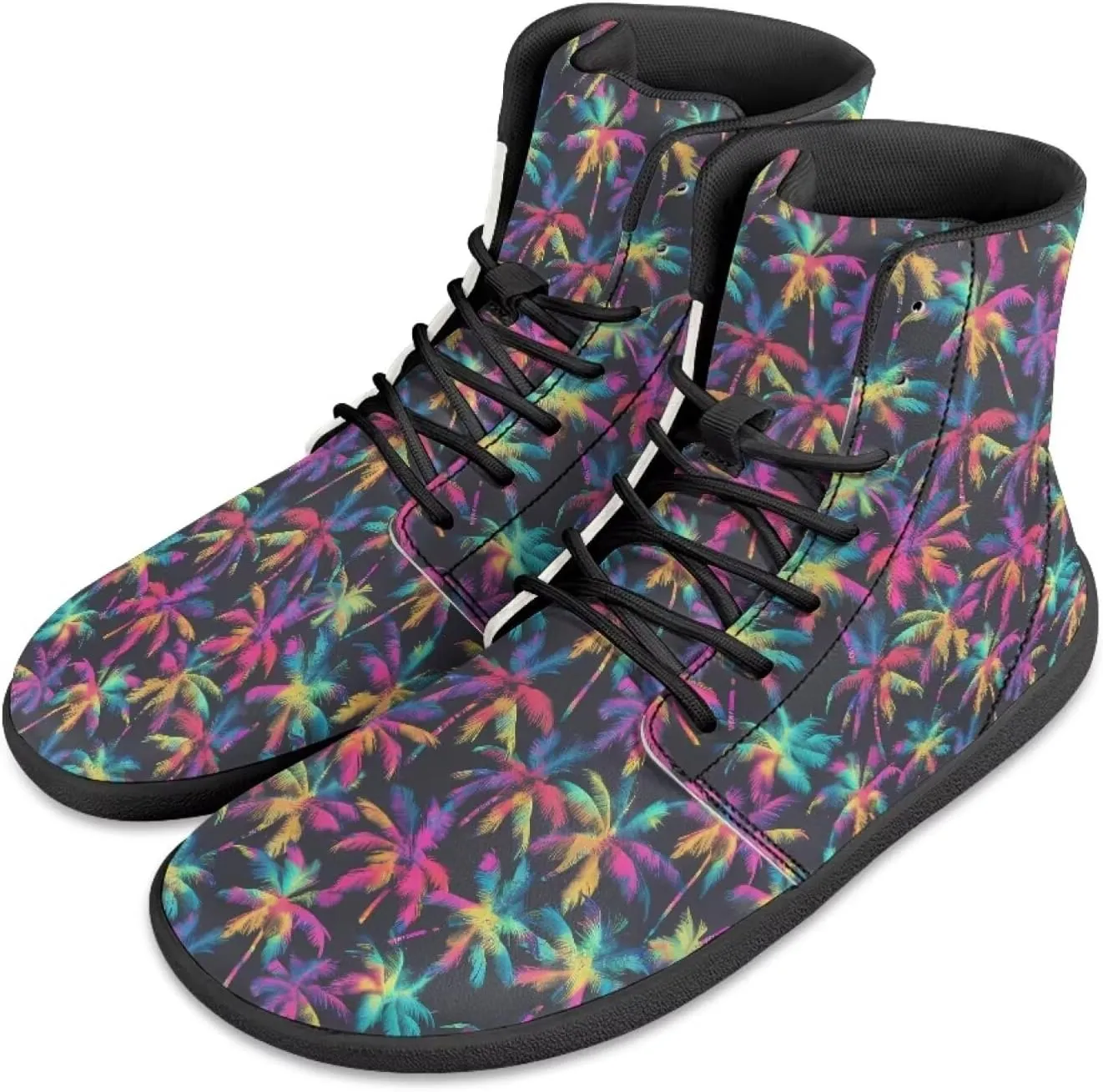 Howilath Hawaiian Coconut Tree High Top Shoes Minimalist Shoes Men Waterproof Running Cross Training Shoe