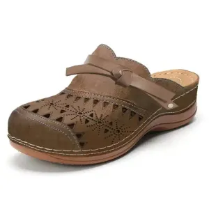 Large Size Women’s Shoes Bow Hollow Toe Cap Flat Sandals Stimulant Slippers