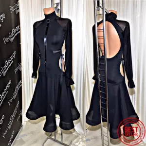 Long Sleeve Black Dancewear Dress