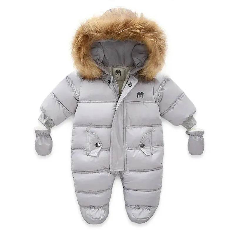 Warm Winter Baby Jumpsuit - Hooded Fleece Rompers for Infants