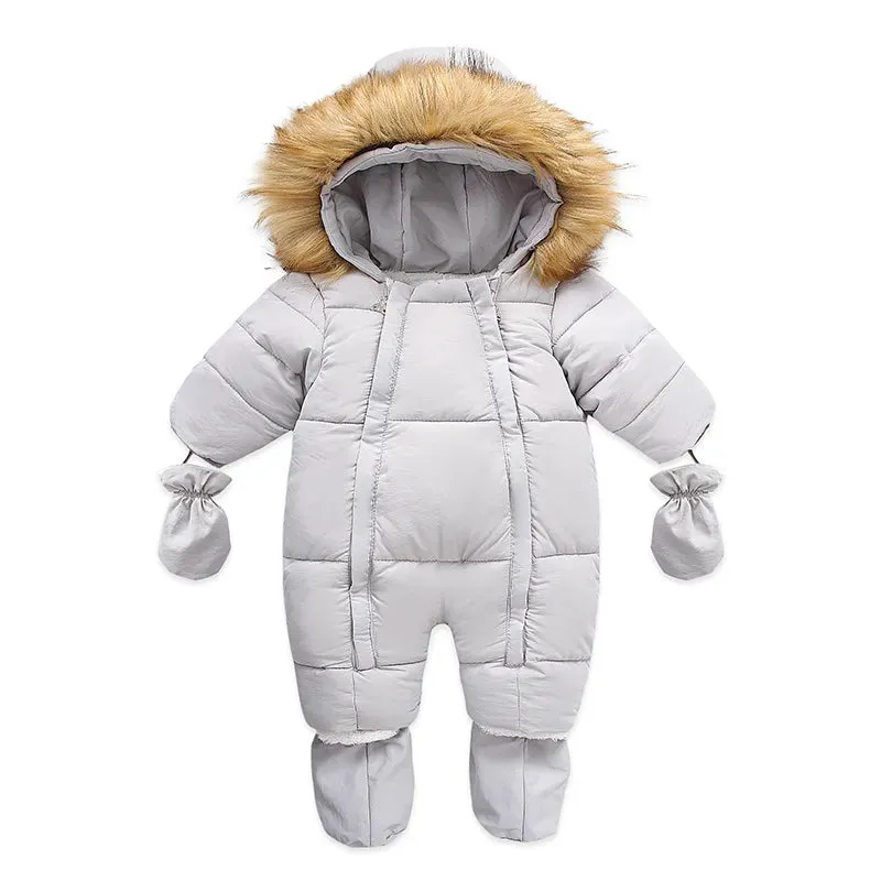 Warm Winter Baby Jumpsuit - Hooded Fleece Rompers for Infants