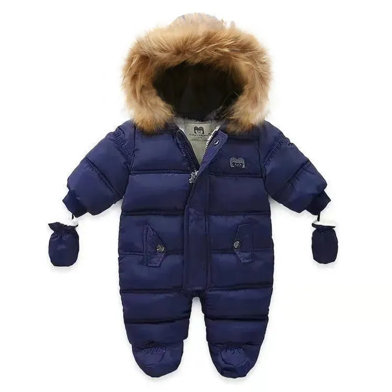 Warm Winter Baby Jumpsuit - Hooded Fleece Rompers for Infants
