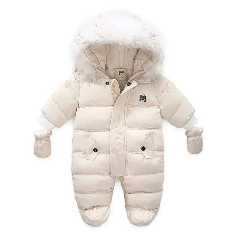 Warm Winter Baby Jumpsuit - Hooded Fleece Rompers for Infants
