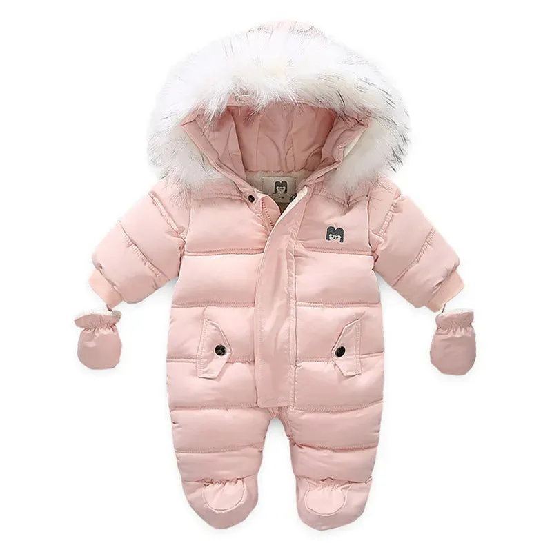 Warm Winter Baby Jumpsuit - Hooded Fleece Rompers for Infants