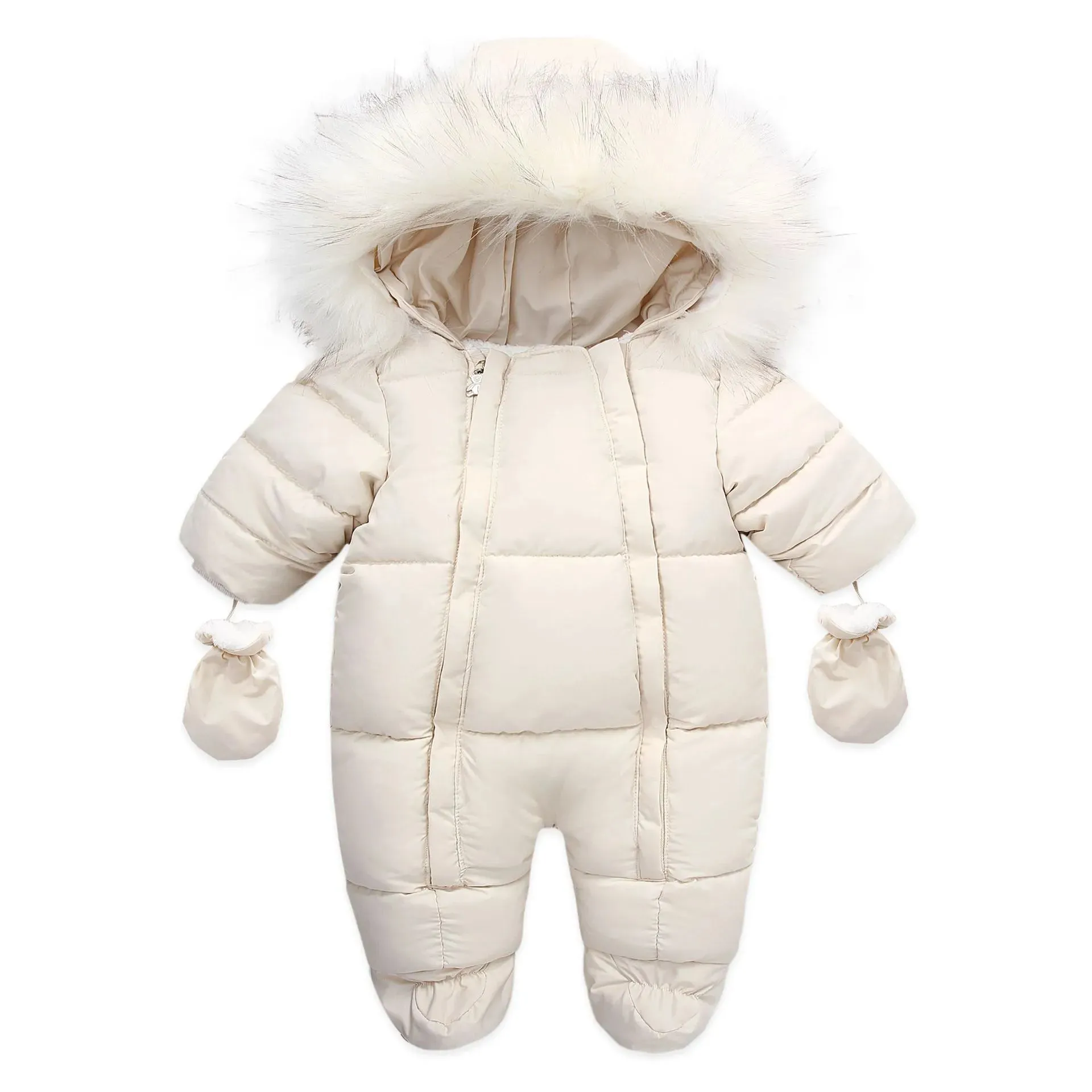 Warm Winter Baby Jumpsuit - Hooded Fleece Rompers for Infants