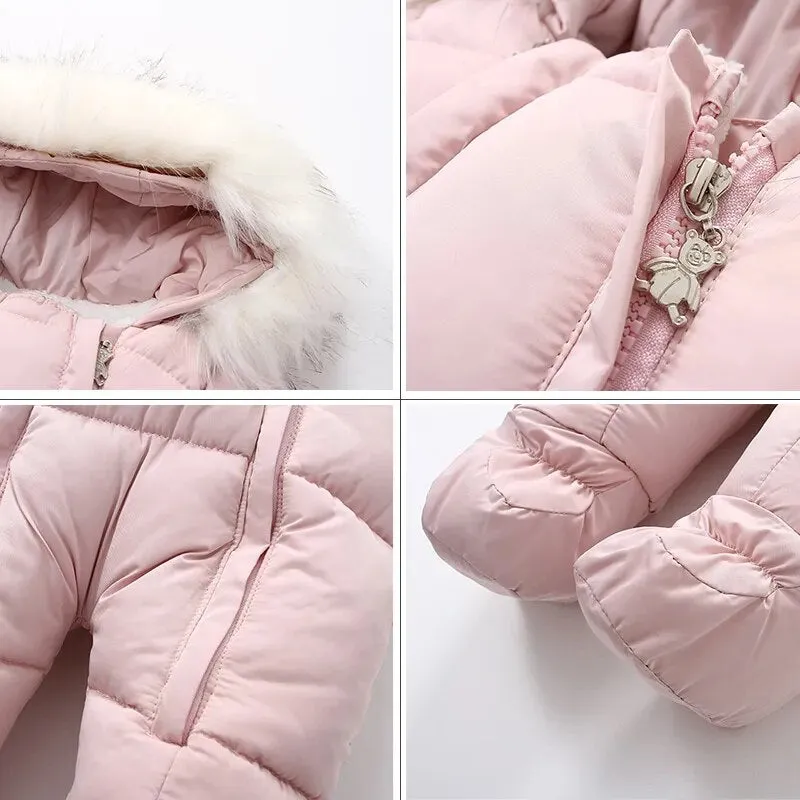 Warm Winter Baby Jumpsuit - Hooded Fleece Rompers for Infants